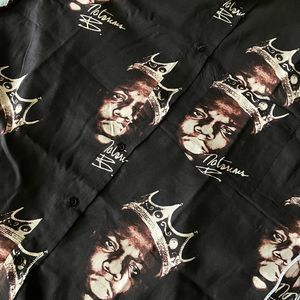 H&M Notorious Big Biggie Smalls Signature Button Up Shirt Size L NWT
